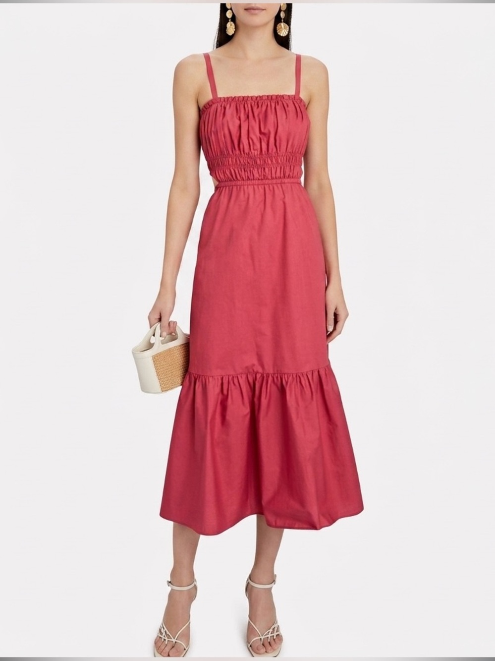 INTERMIX $328 • 17” PTP • Cynthia Cotton Smocked Midi Dress NEW/ TAGS - Picture 6 of 6